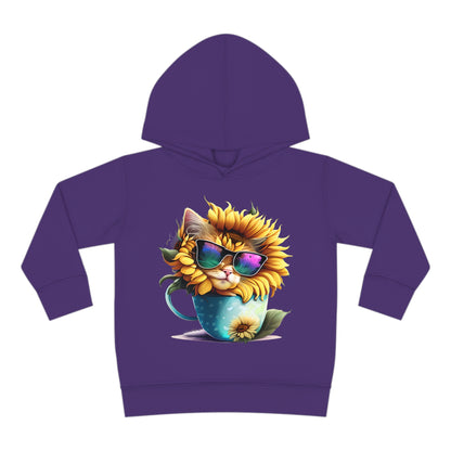 Cool Sunflower Kitten 1 Toddler Pullover Fleece Hoodie