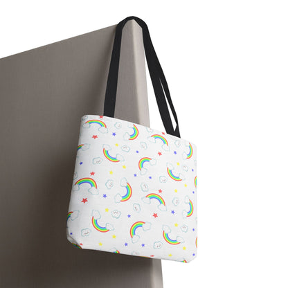 Rainbow Smiles & Stars Canvas Tote Bag