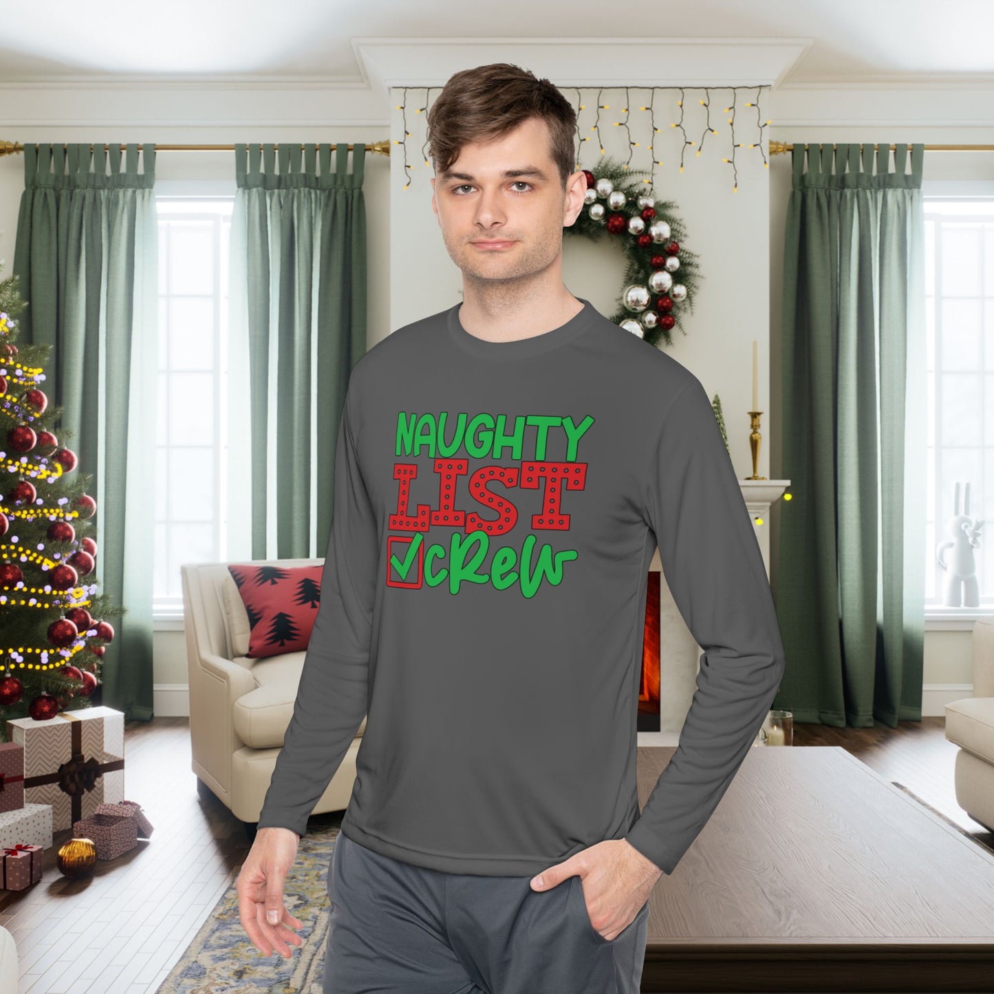 Naughty List Crew Adult Long Sleeve Tee