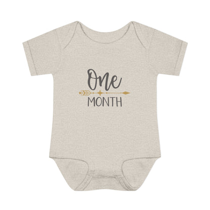 Golden Arrow Milestone Baby Bodysuit-One Month