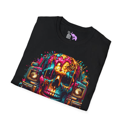Colorful Skull & Car Adult T-shirt