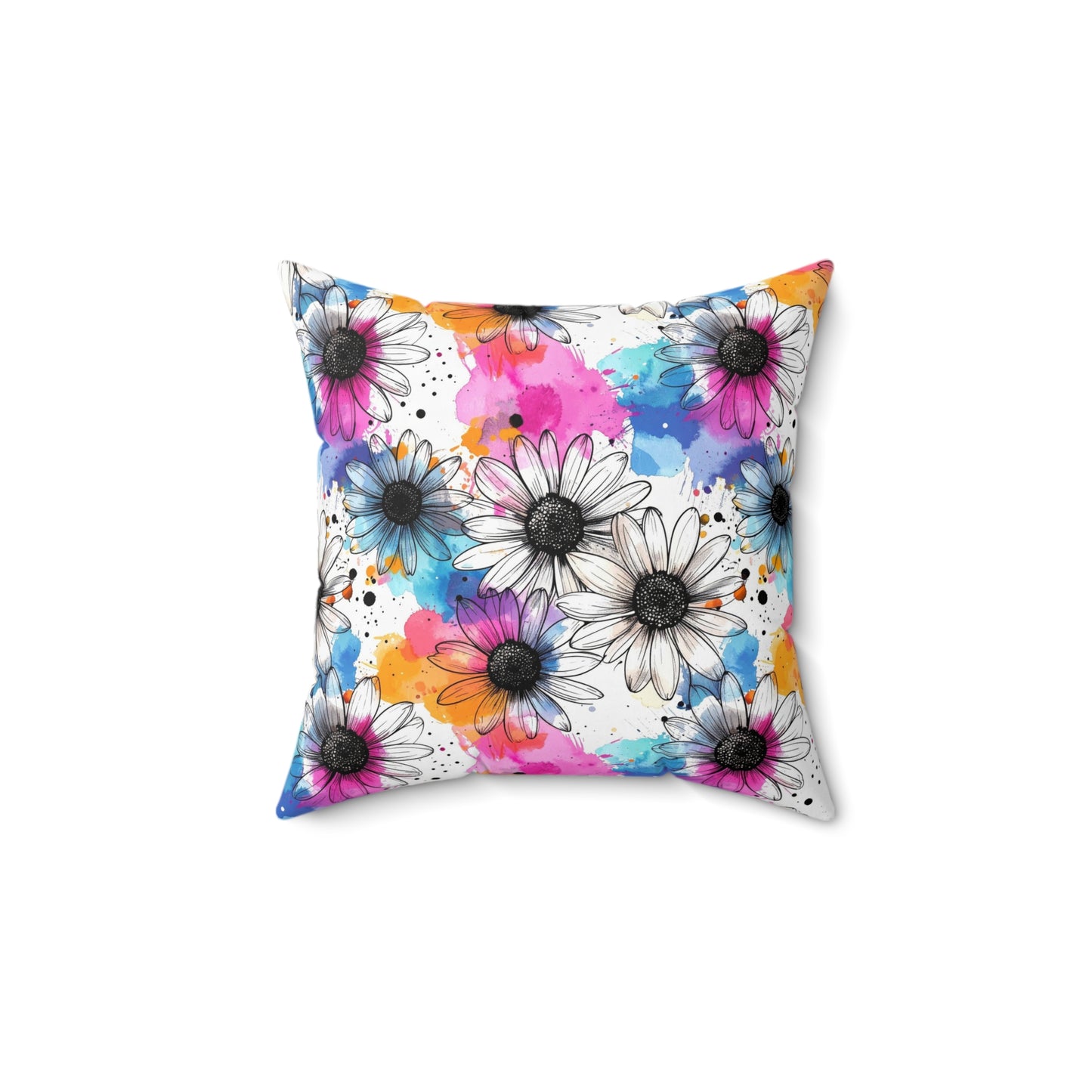 Watercolor Daisy Dream Throw Pillow