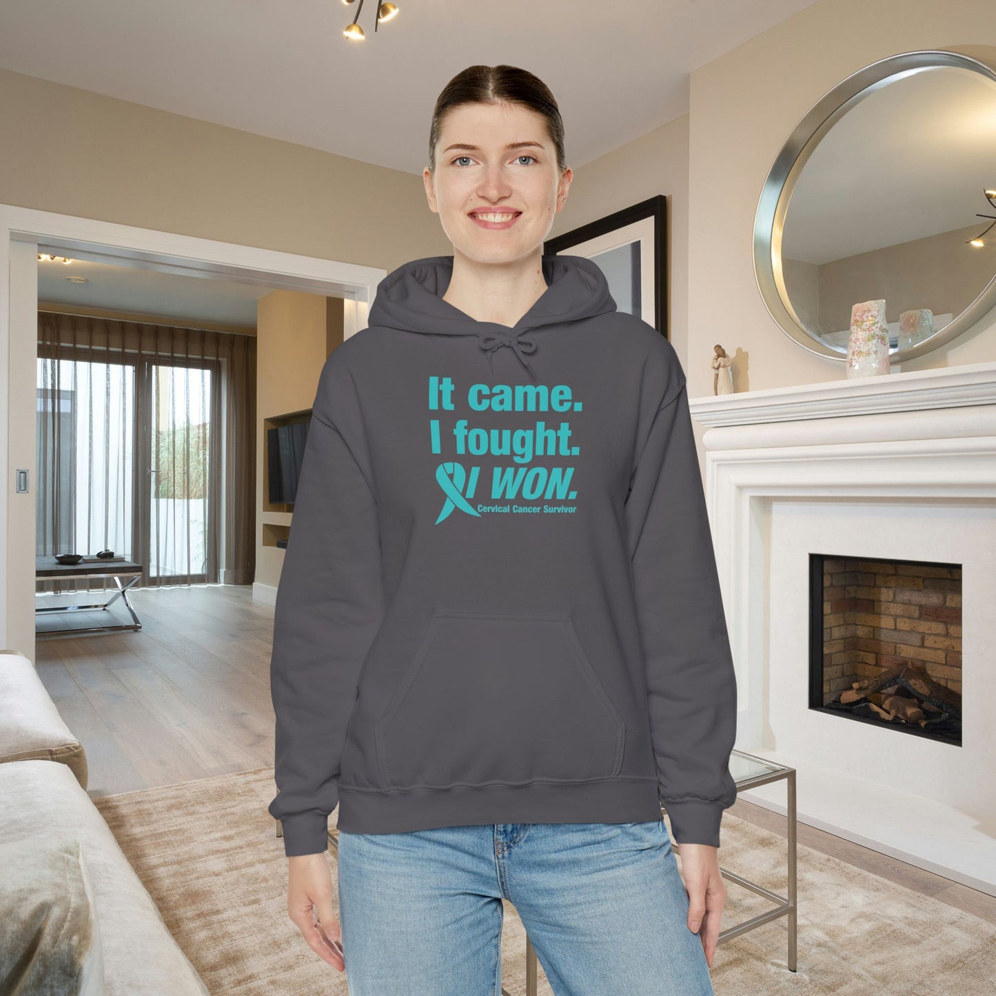 It Came I Fought I Won Cervical Cancer Awareness Adult Heavy Blend™ Hoodie