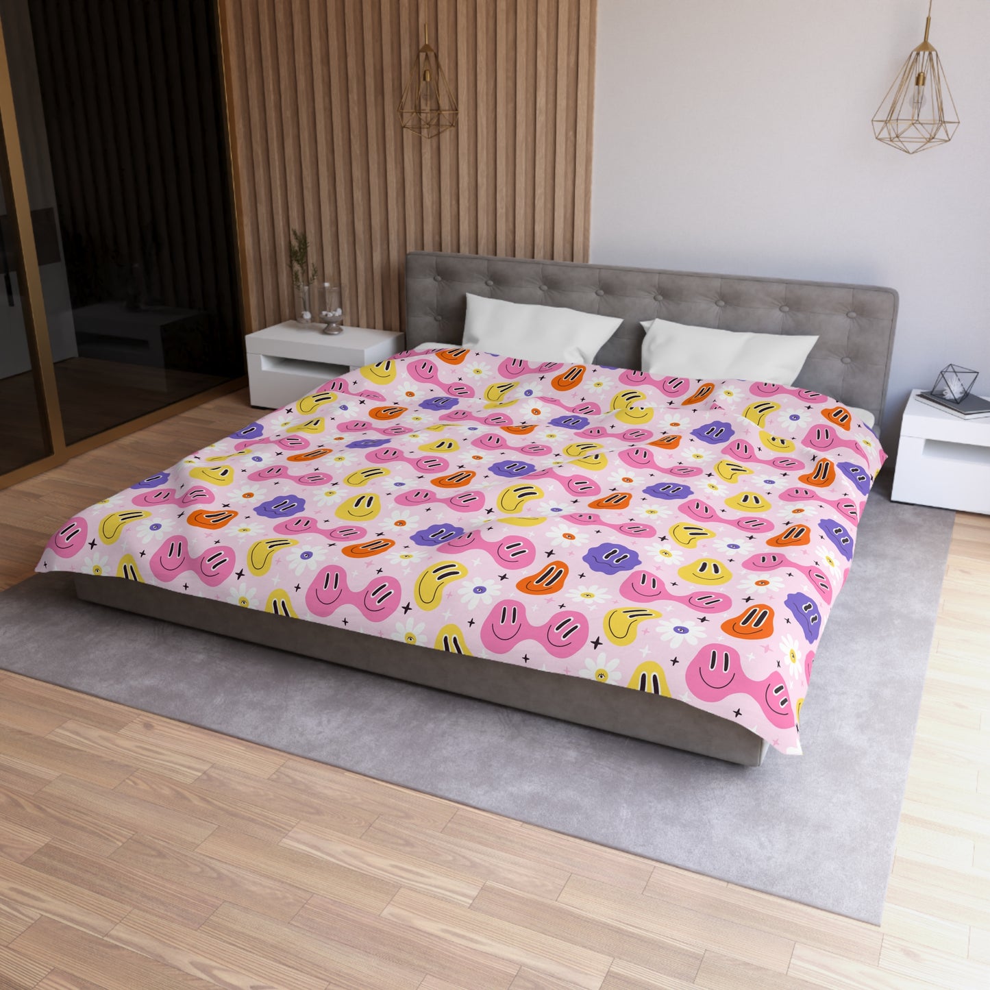 Whimsical Smiley Faces Microfiber Duvet Cover