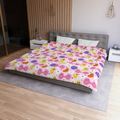 Whimsical Smiley Faces Microfiber Duvet Cover
