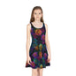 Neon Whisper Blooms Girls' Sleeveless Sundress