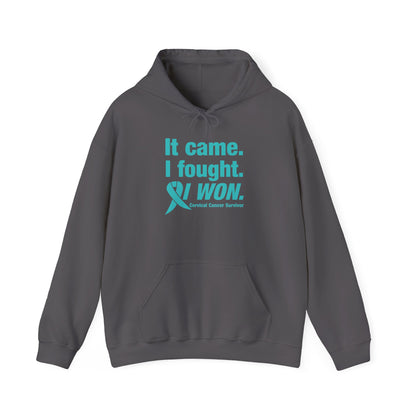 It Came I Fought I Won Cervical Cancer Awareness Adult Heavy Blend™ Hoodie