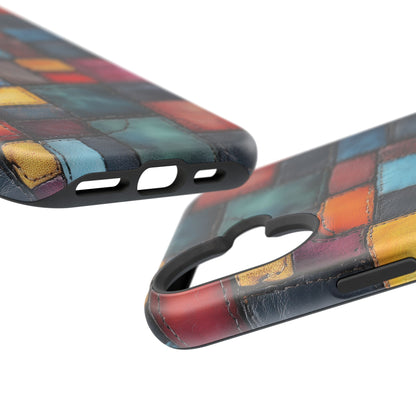Coloerful Leather Patchwork MagSafe® Compatible Tough Case for iPhone