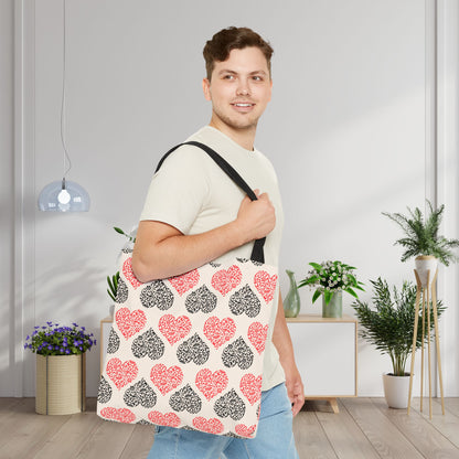 Rustic Hearts Canvas Tote Bag