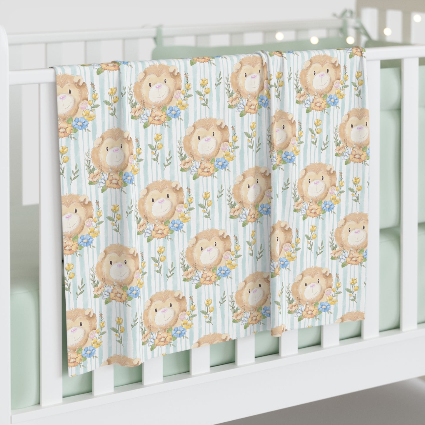 Lion in Bloom Baby Swaddle Blanket