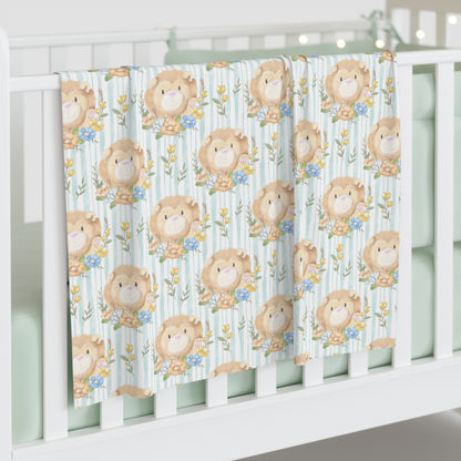 Lion in Bloom Baby Swaddle Blanket