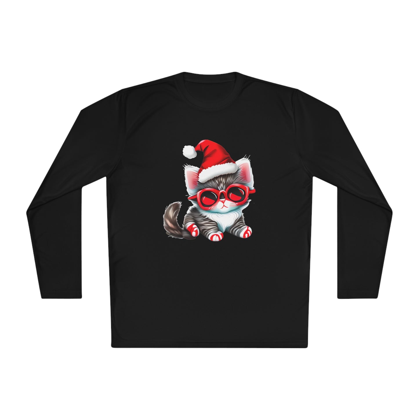 Santa Kitten Adult Long Sleeve Tee