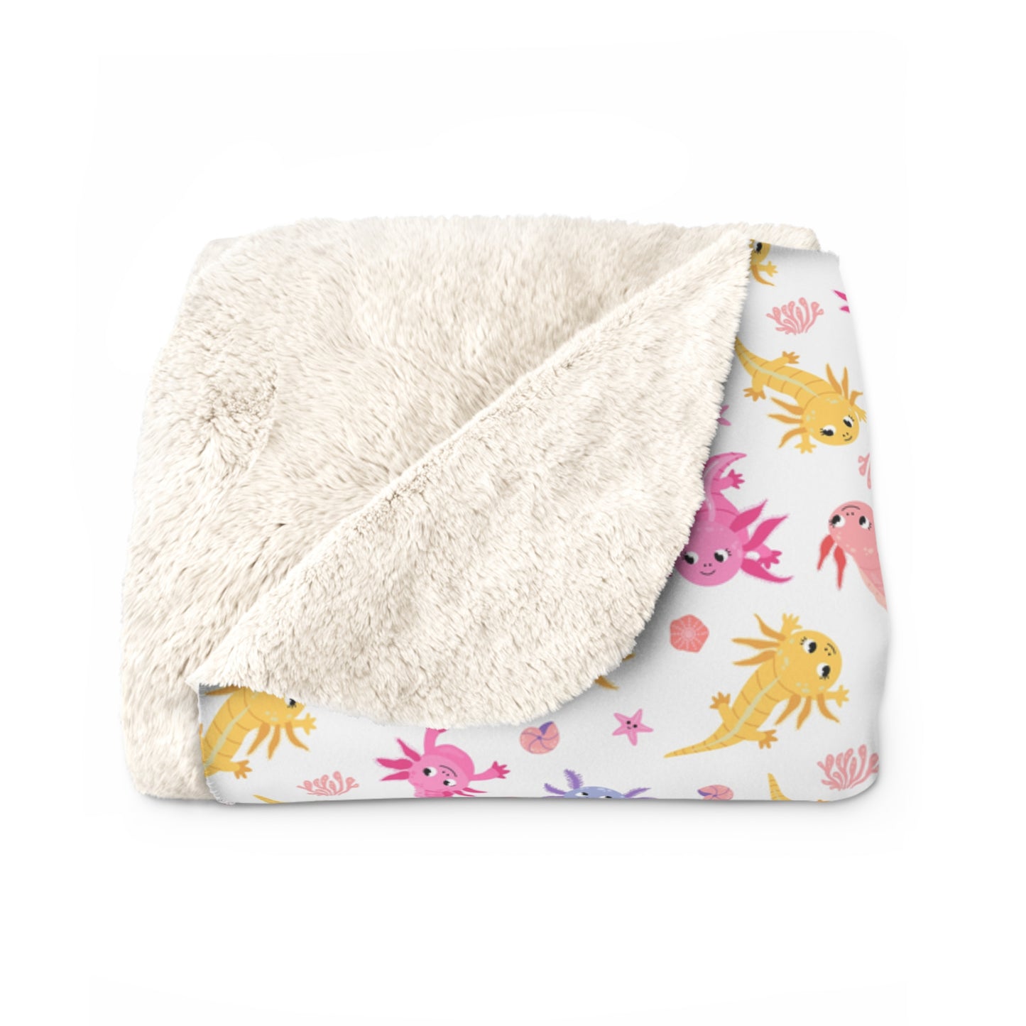 Axolotl Whimsy Sherpa Fleece Blanket