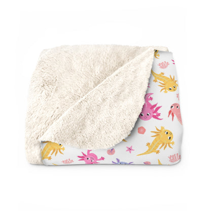 Axolotl Whimsy Sherpa Fleece Blanket
