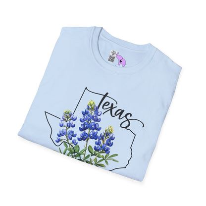 Texas Bluebonnets Outline Adult T-shirt