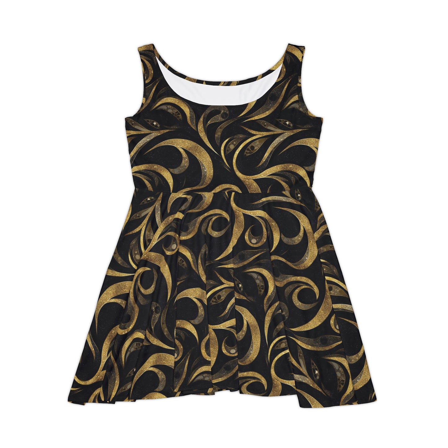 Golden Noir Swirl Women's Skater Dress