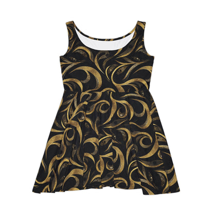 Golden Noir Swirl Women's Skater Dress