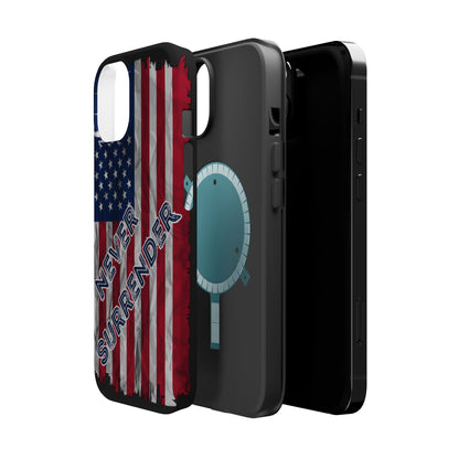 Never Surrender American Flag MagSafe® Compatible Tough Case for iPhone