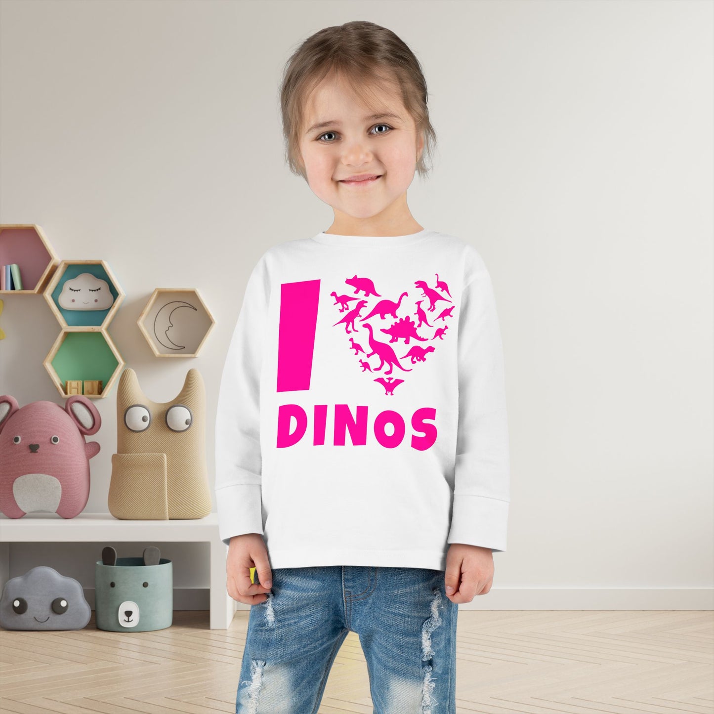 I Love Dinos (Dino Heart) Long Sleeve Tee