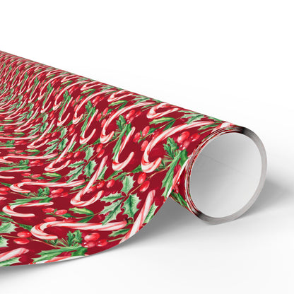 Holiday Cane Craze Wreaths Wrapping Paper