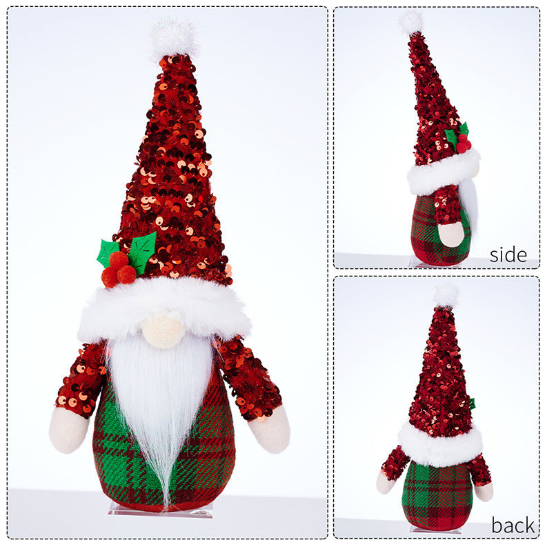 Christmas Sequined Cap Faceless Gnome Ornaments