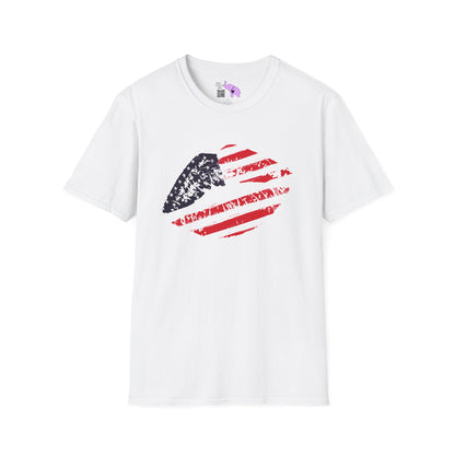 American Flag Lips Adult T-shirt