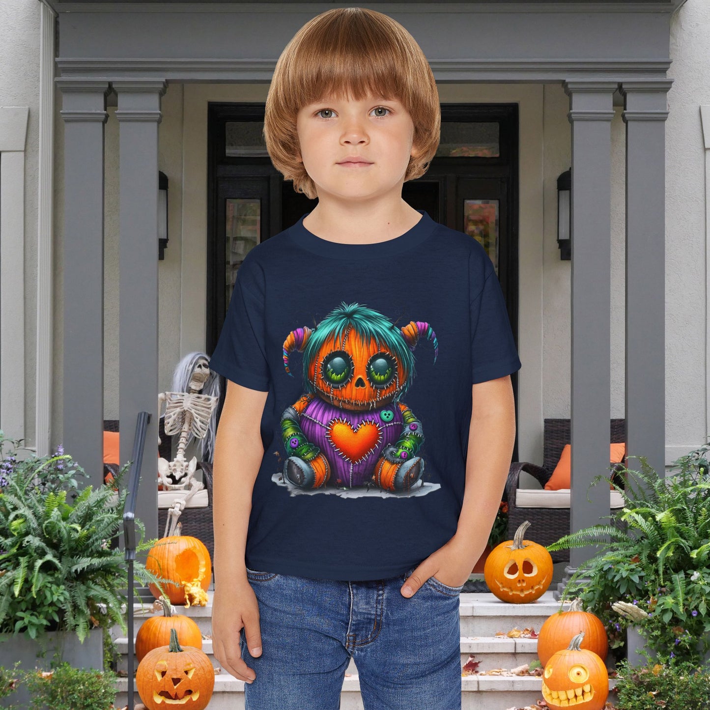 Patchwork Pumpkin Heart Heavy Cotton™ Toddler T-shirt