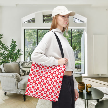 Scarlet Star Garden Canvas Tote Bag