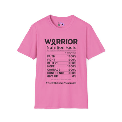 Breast Cancer Warrior Nutrition Facts Adult T-shirt