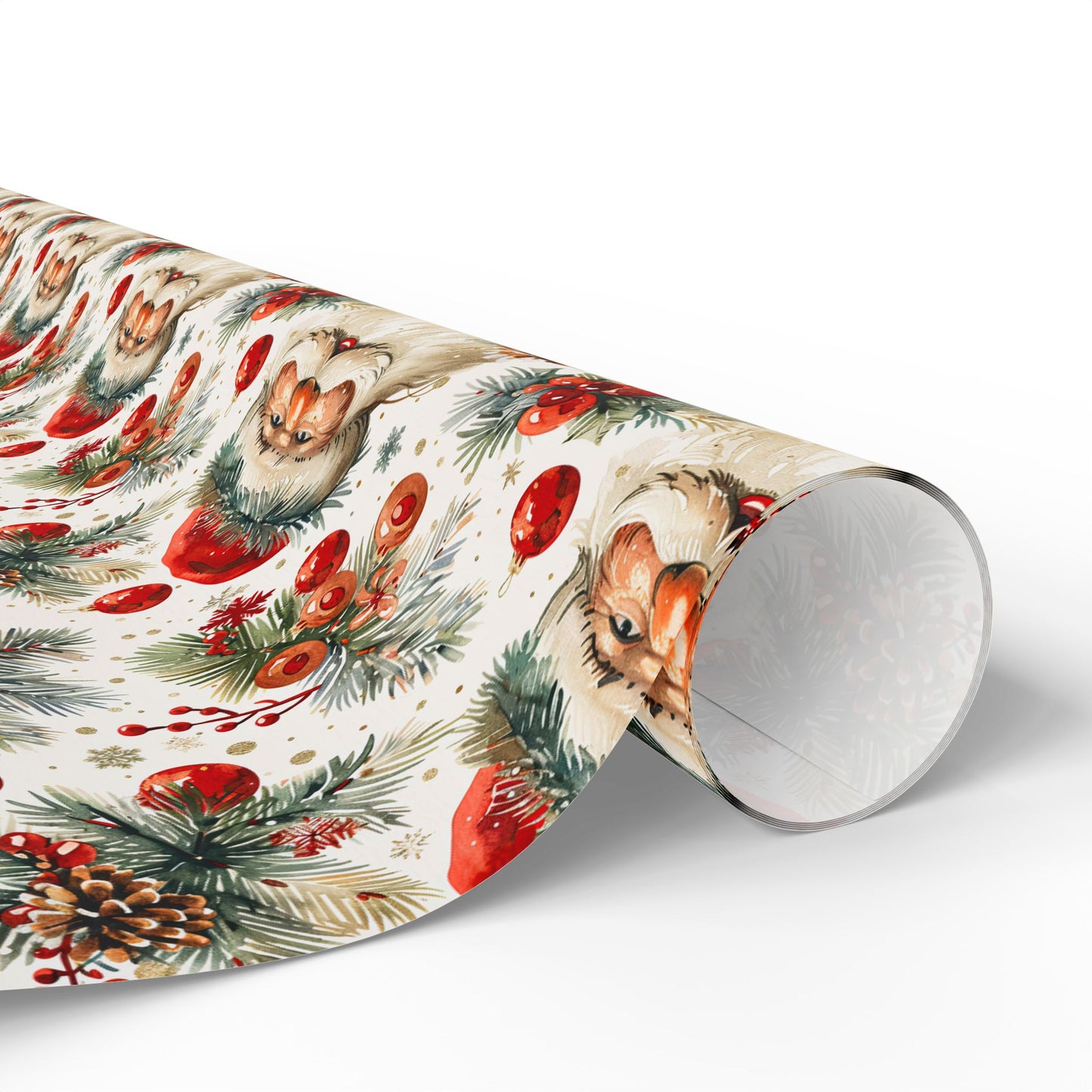 Festive Santa & Holly Blooms Wrapping Paper