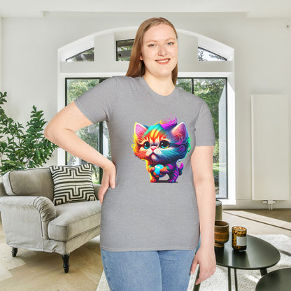Cute Colorful Kitten Adult T-shirt