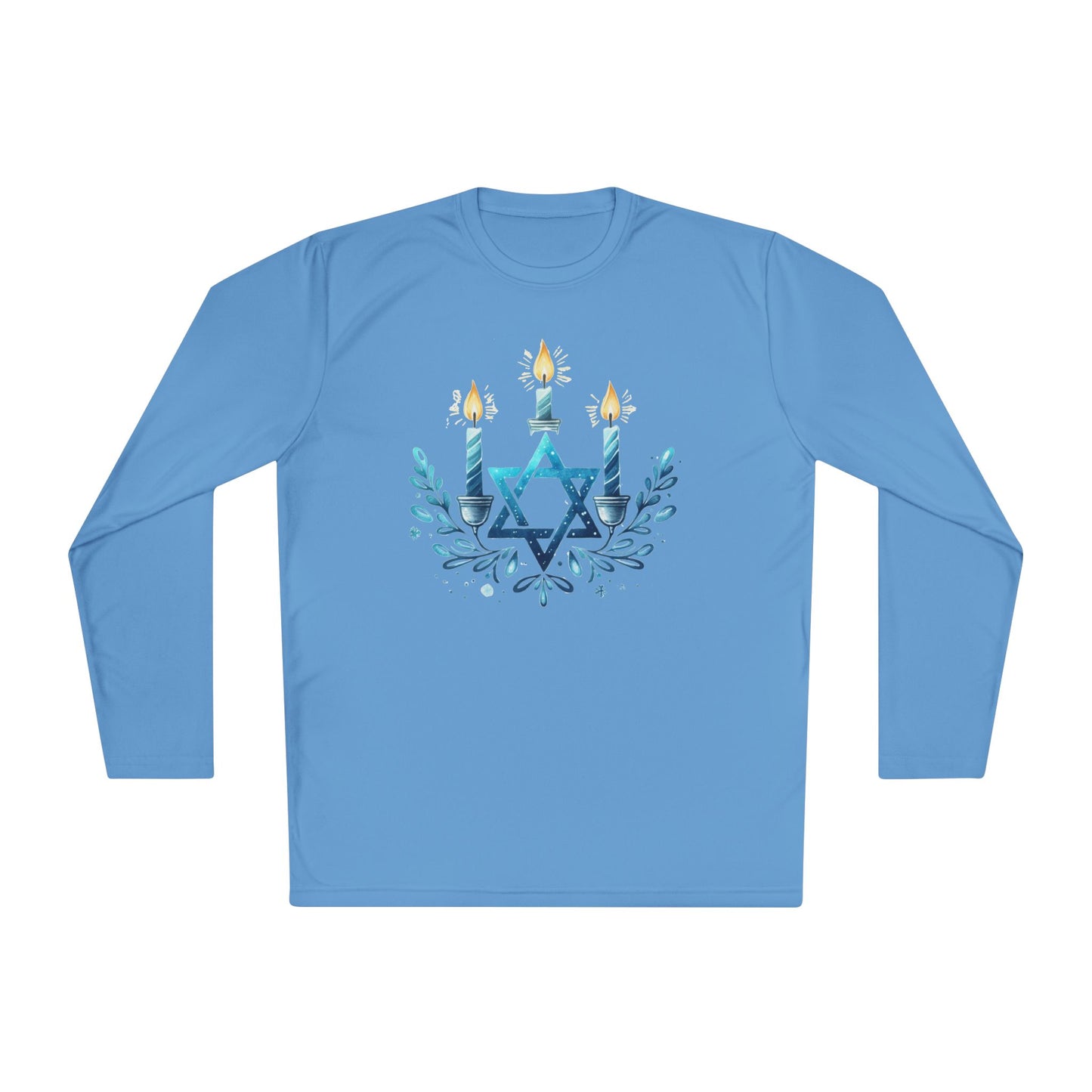 Star & Flame Hanukkah Adult Long Sleeve Tee
