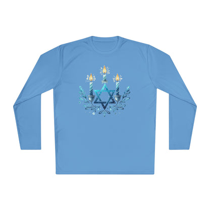 Star & Flame Hanukkah Adult Long Sleeve Tee
