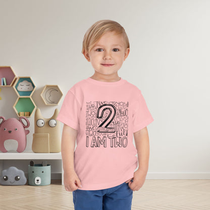 I Am Two Typography Toddler Tee