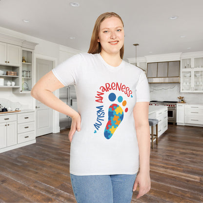 Autism Awarness (Footprint) Adult T-shirt