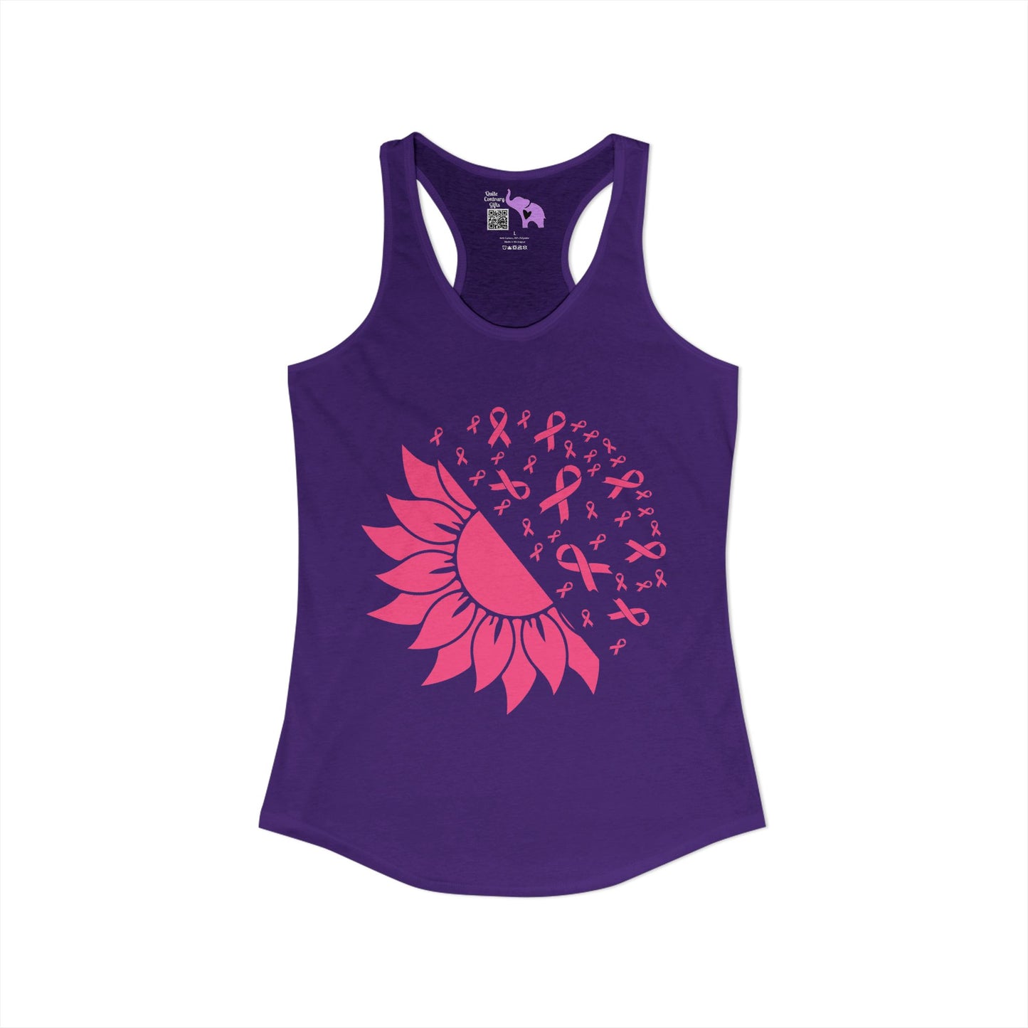 Sunflower & Butterflies Breast Cancer Awareness Women's Ideal Racerback Tank