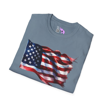 Waving American Flag Adult T-Shirt