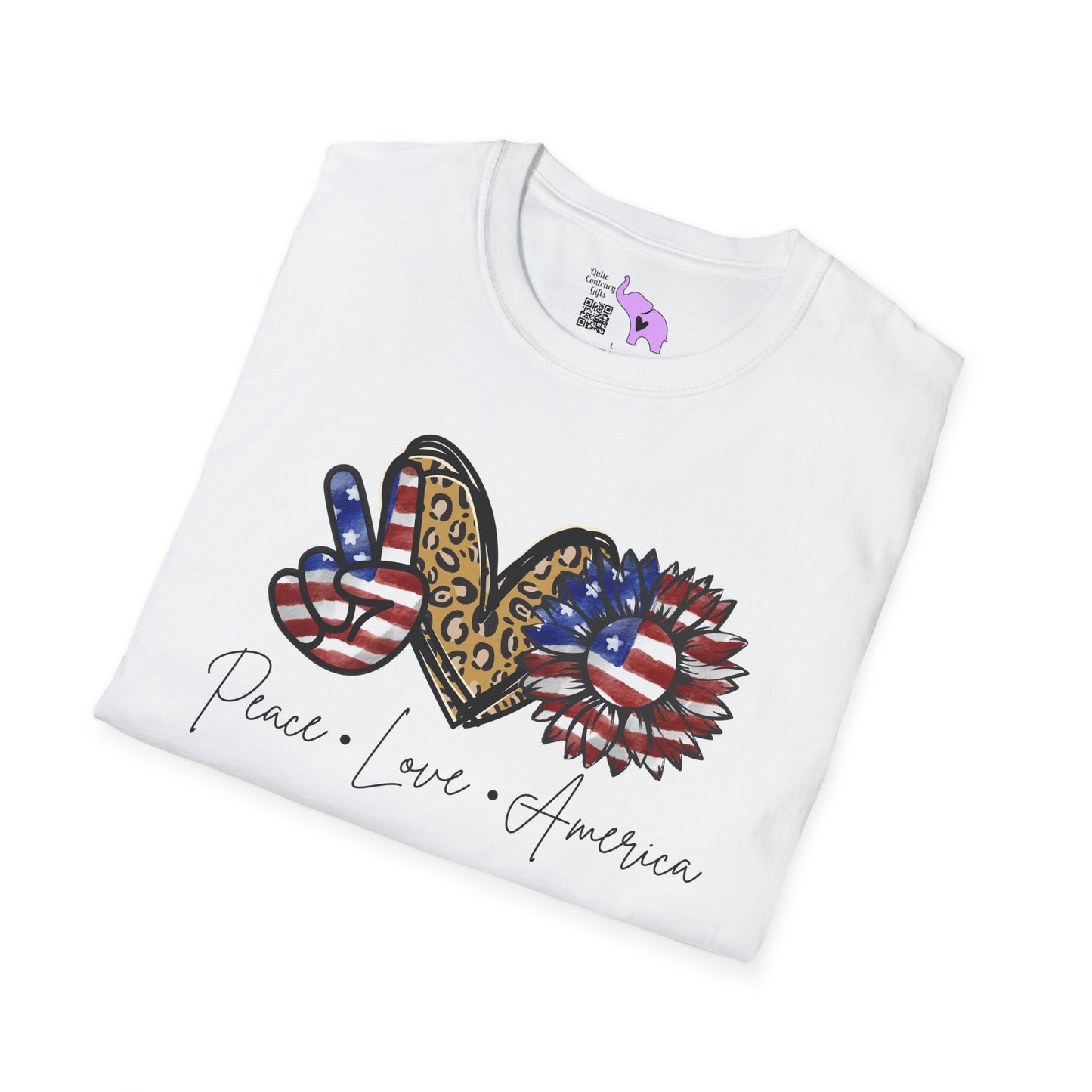 Peace Love America (Cheetah Print) Adult T-shirt