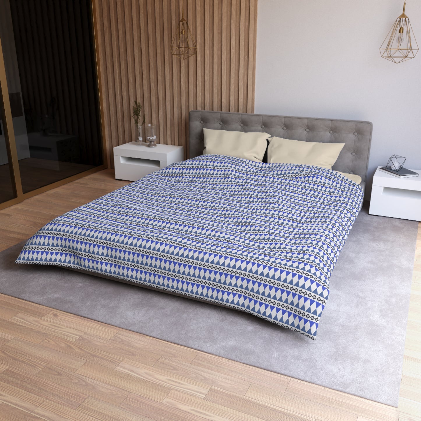 Sapphire Cairn Stripes Microfiber Duvet Cover