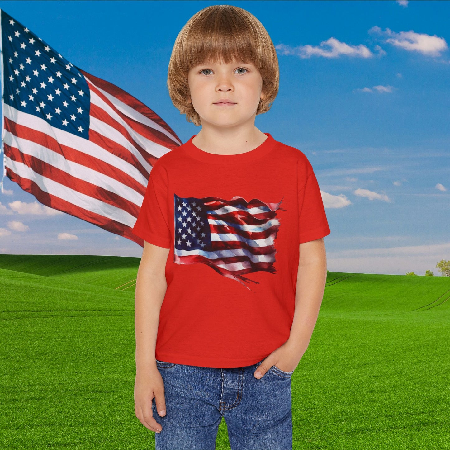 Distressed American Flag Heavy Cotton™ Toddler T-shirt