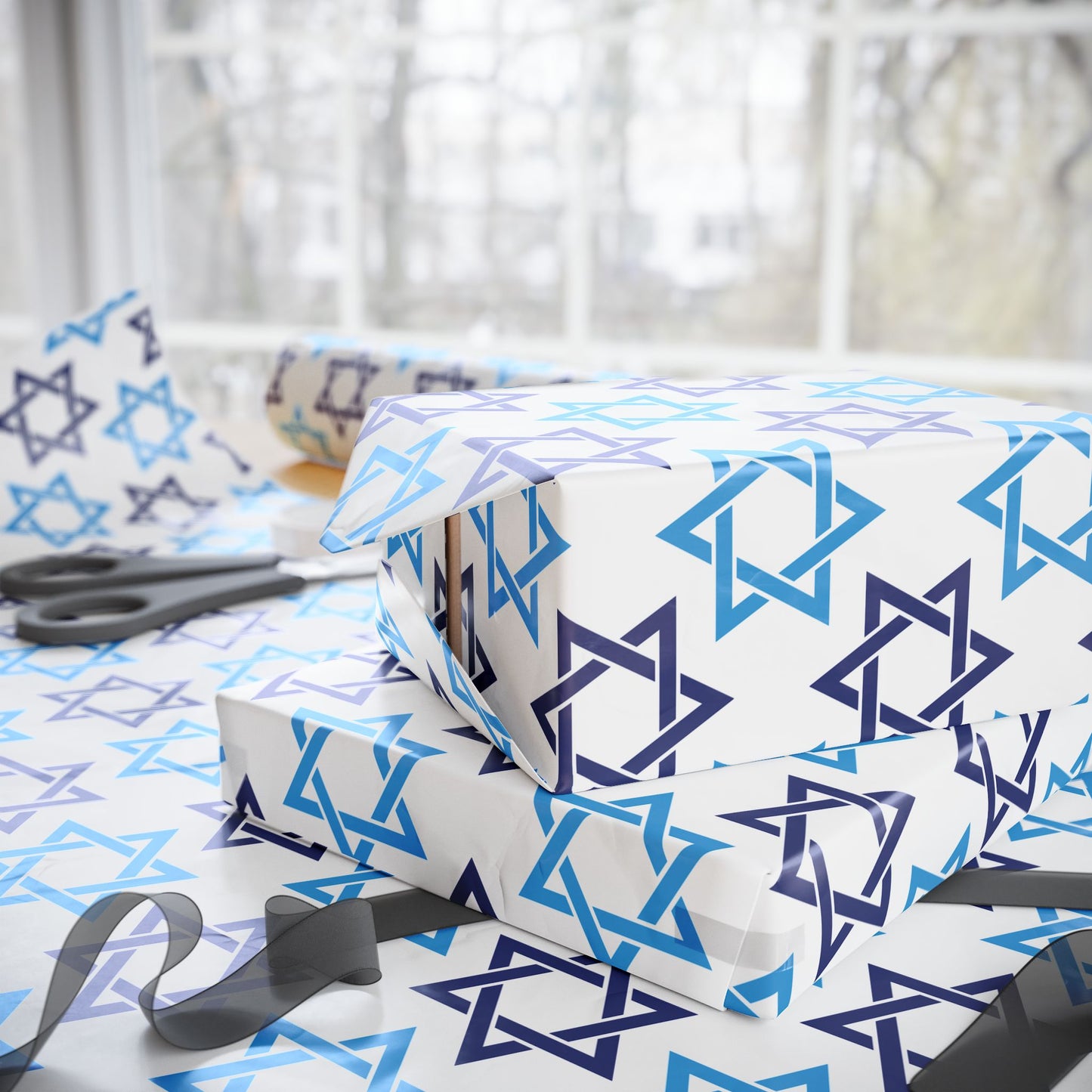 Star of David 2 Hanukkah Wrapping Paper