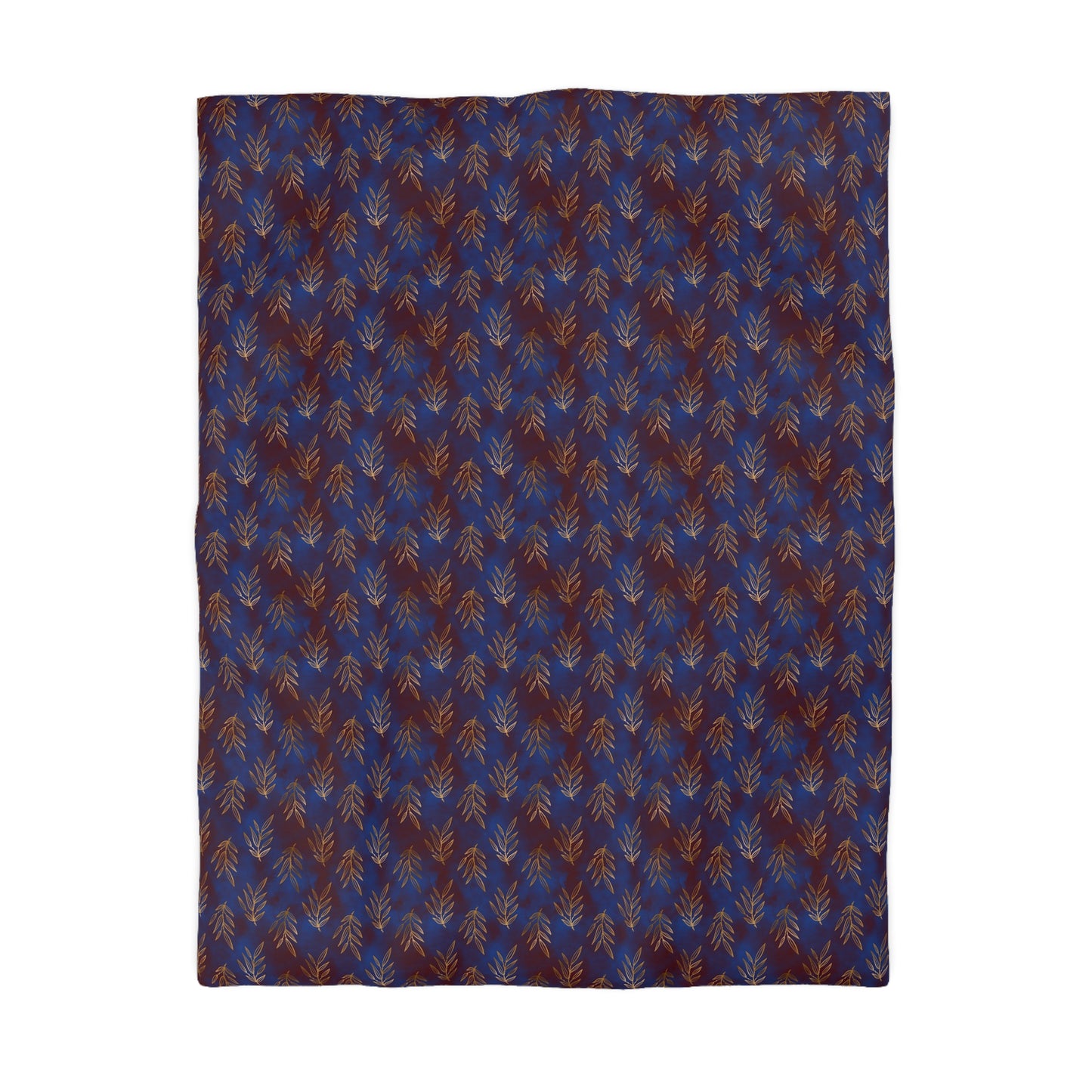 Midnight Gilded Leaves Microfiber Duvet Cover