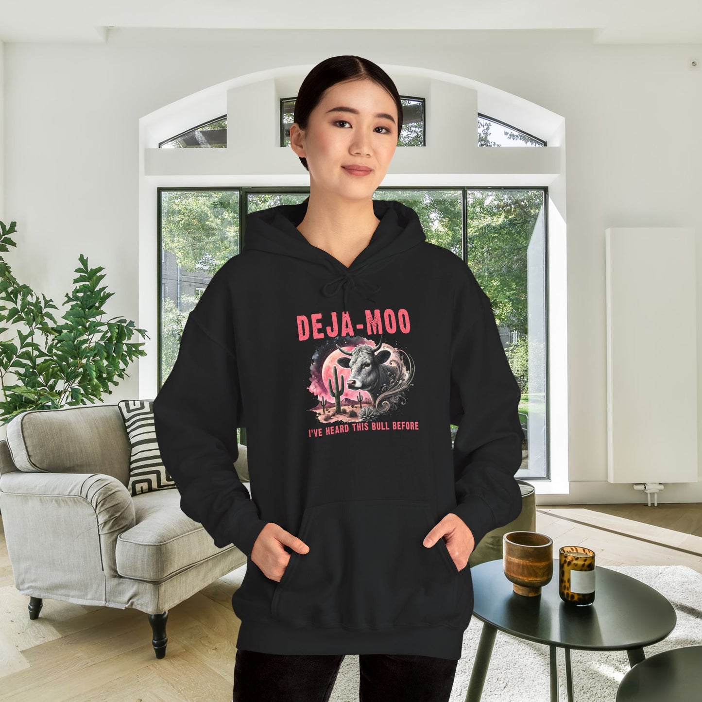 Deja Moo I've Heard This Bull Before Heavy Blend™ Hooded Sweatshirt