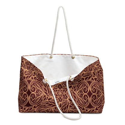 Golden Crimson Star Mandala Weekender Bag