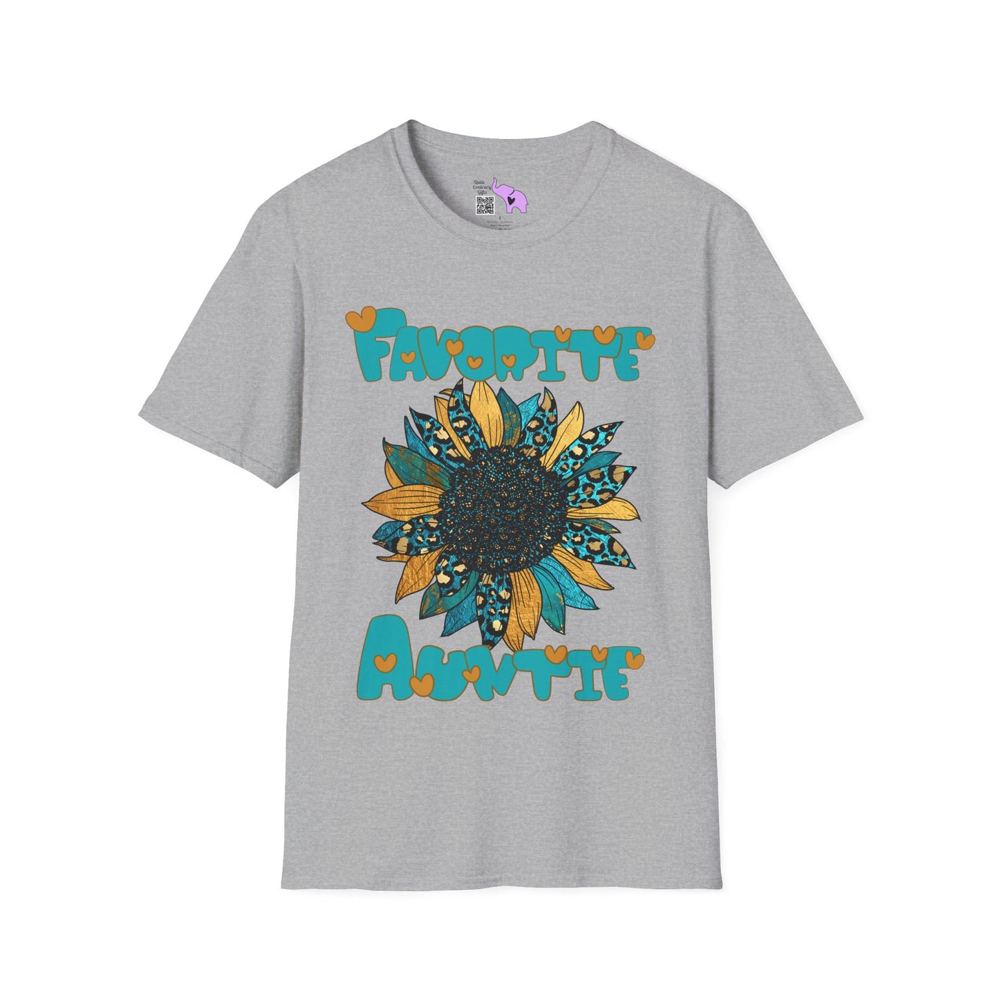 Favorite Auntie Teal/Gold Adult T-shirt