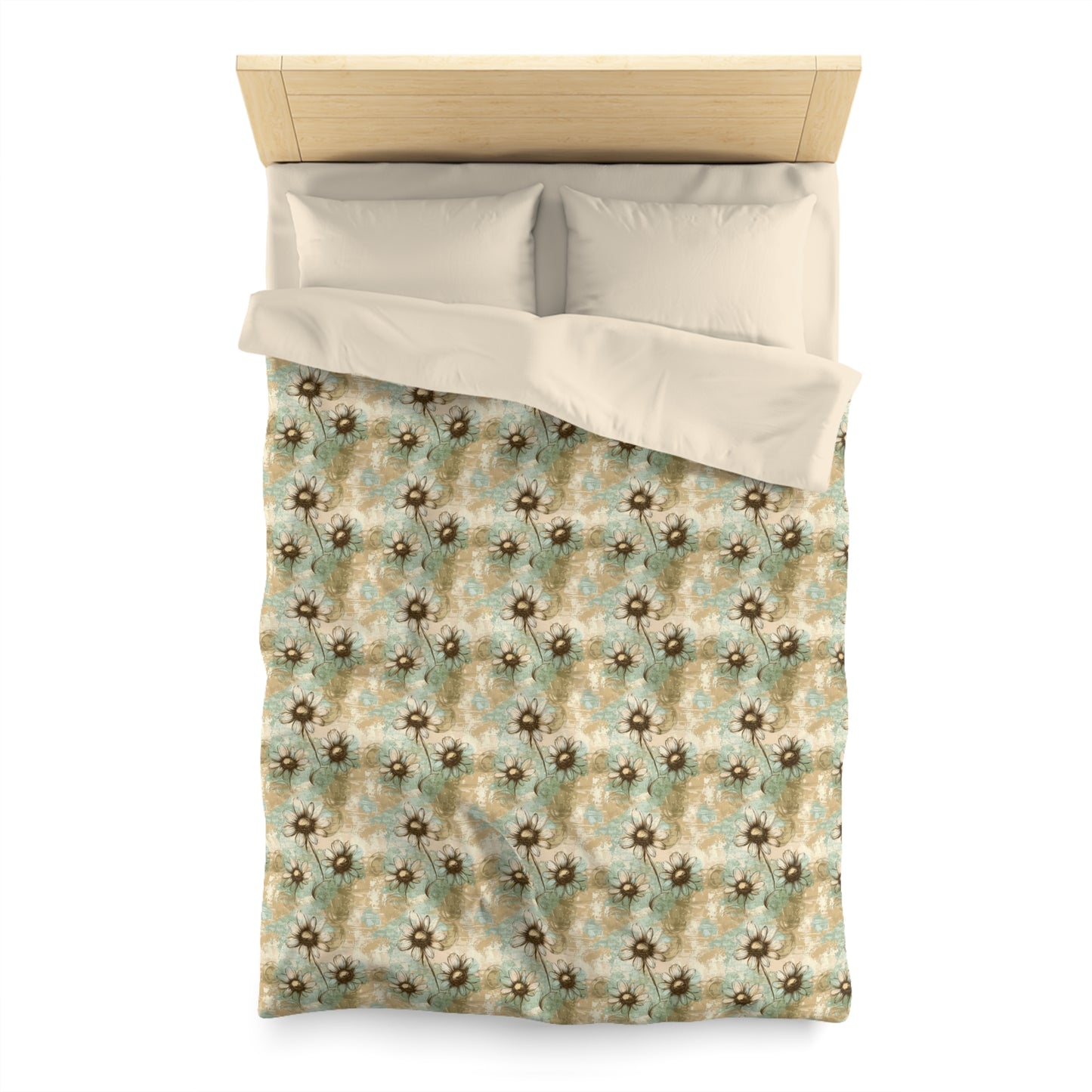 Worn Meadow Daisies Microfiber Duvet Cover