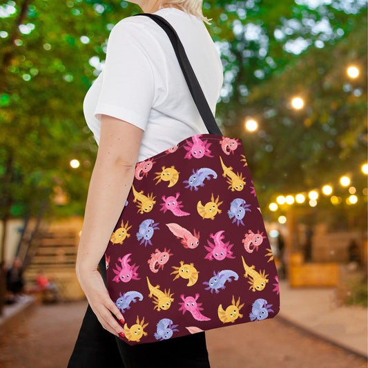 Crimson Axolotls Canvas Tote Bag