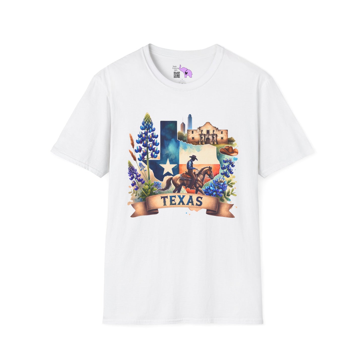 Texas Cowboy & Bluebonnets Adult T-shirt