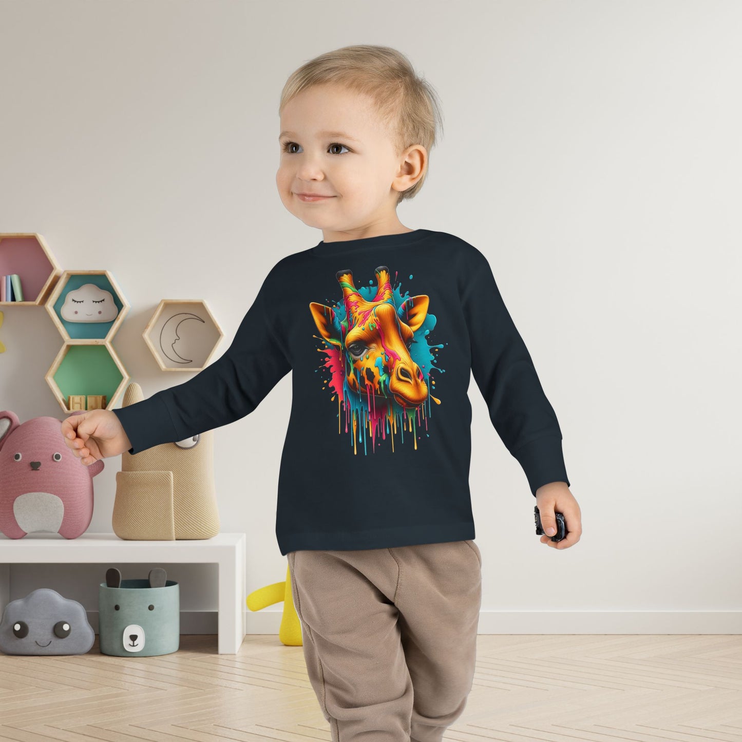 Colorful Giraffe Toddler Long Sleeve Tee