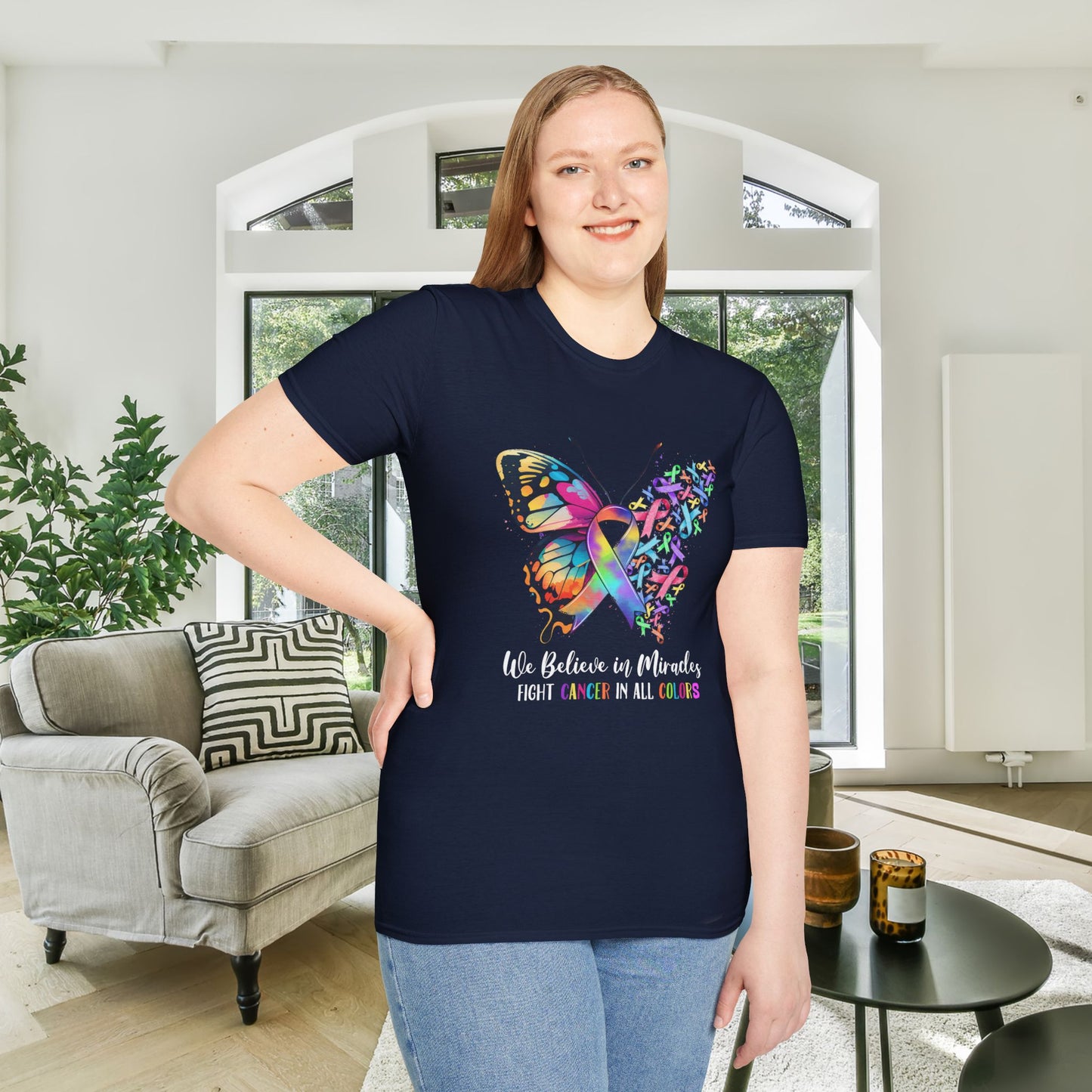 We Believe in Miracles Fight Cancer in All Colors 22 Adult T-shirt